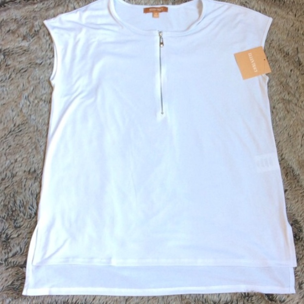 Ellen Tracy sleeveless front zip blouse size small